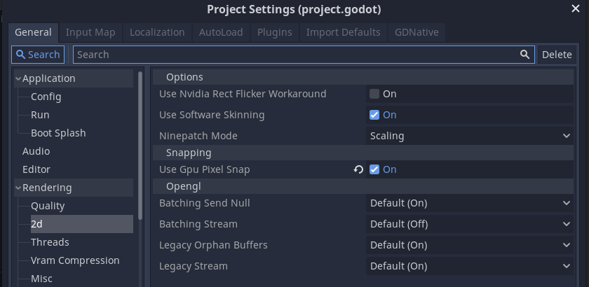 2D Rendering Settings - Turning on GPU pixel snap