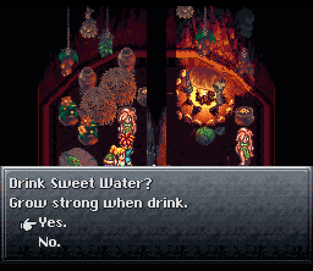 Screenshot from Chrono Trigger showing dialogue selection